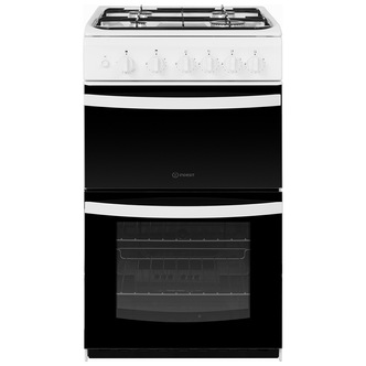 Indesit ID5G00KMW 50cm Twin Cavity Gas Cooker in White 66/33L