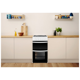 Indesit ID5G00KMW 50cm Twin Cavity Gas Cooker in White A Rated