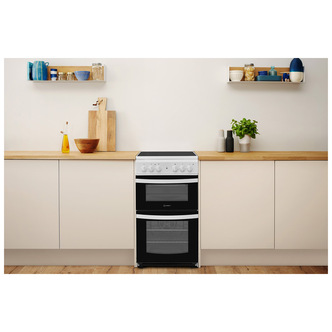 Indesit ID5V92KMW 50cm Twin Cavity Electric Cooker in White Ceramic Ho