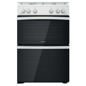 Indesit ID67G0MCWUK 60cm Double Oven Gas Cooker in White Gas Hob 84/42L