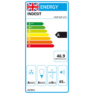 Indesit IHVP62FLTK 60cm Chimney Hood in Black 4 Speed Fan