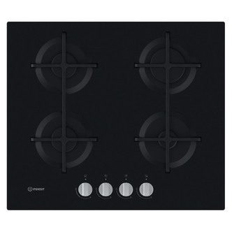 Indesit ING61TBK 60cm 4 Burner Gas On Glass Hob in Black