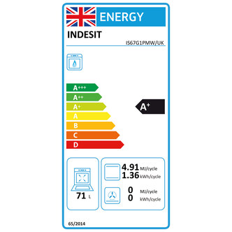 Indesit IS67G1PMW 60cm Single Oven Gas Cooker in White 71 Litre