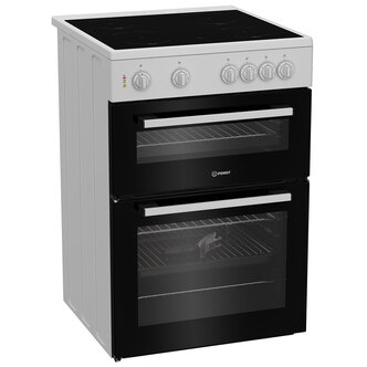 Indesit IT60V9KMWUK 60cm Twin Cavity Electric Cooker in White Ceramic Hob