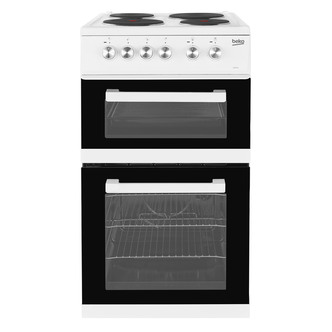 Beko KD531AW 50cm Twin Cavity Electric Cooker in White Solid Plate