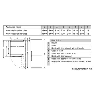 Bosch KGN864IFA Serie 4 86cm NoFrost Fridge Freezer St Steel 1 86m F