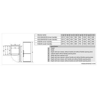 Bosch KGV39VLEAG Serie 4 60cm LowFrost Fridge Freezer in St St 2 01m E