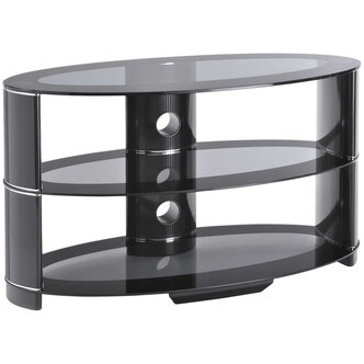TTAP L607T-850-3 Contour 850mm TV Stand in Black with Smoked Glass