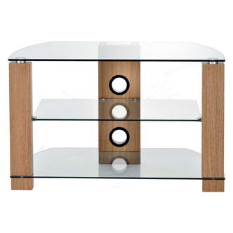  L630-600-3O Vision 600mm TV Stand in Light Oak with Clear Glass