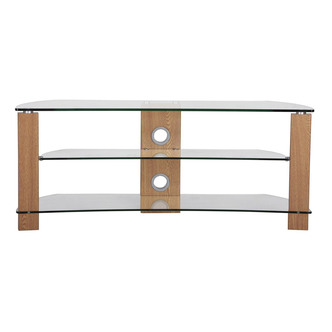 TTAP L640 1000 3O Vision Curve 1000mm TV Stand in Light Oak Clear Glas