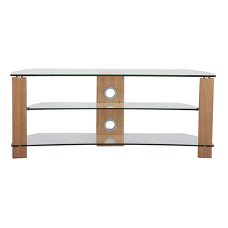  L640-1400-3O Vision Curve 1400mm TV Stand in Light Oak with Glass