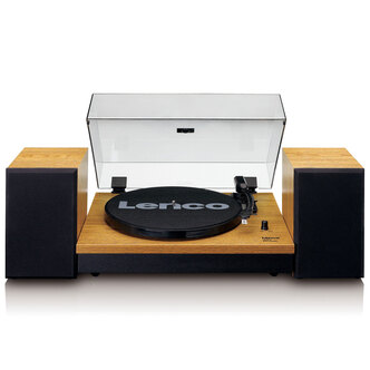 Lenco LS-300 Turntable & Hi Fi Speakers in Wood with Bluetooth Conne