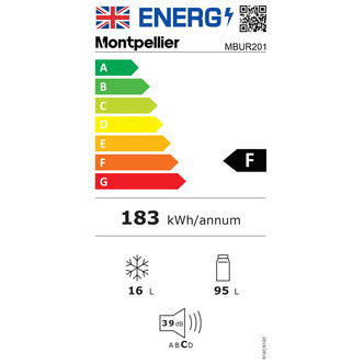 Montpellier MBUR201 60cm Built Under Integrated Fridge Icebox F Rated