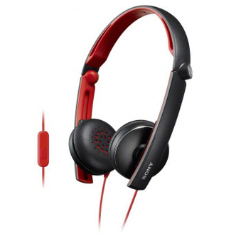 Sony MDRS70APB On-Ear Headphones Foldable Design in Black/Red