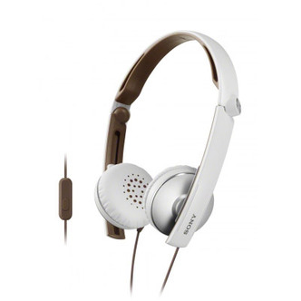 Sony MDRS70APW On-Ear Headphones Foldable Design in White/Brown
