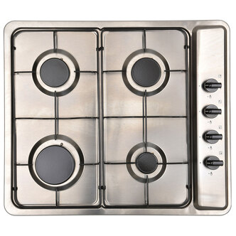 Montpellier MGB60X 60cm 4 Burner Gas Hob in St/Steel Enamel Pan Supports