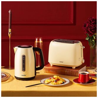 Comfee MK17S28A2CM Retro Fast Boil Jug Kettle in Cream 1 7L 3kW