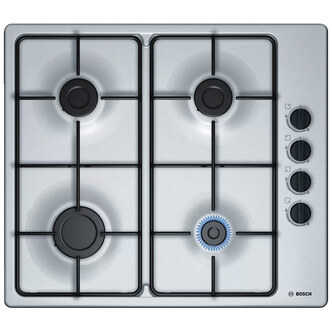 Bosch PBP6B5B80 Series 2 60cm 4 Burner Gas Hob in Stainless Steel