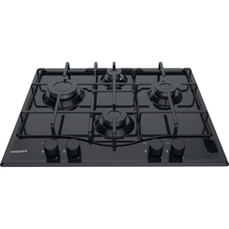 Hotpoint PCN642HBK 60cm 4 Burner Gas Hob in Black Auto Ignition