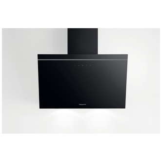 Hotpoint PHVP62FLTK 60cm Vertical Cooker Hood in Black 4 Speed A Rated