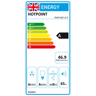 Hotpoint PHVP82FLTK 80cm Chimney Hood in Black 4 Speed Fan Touch Displ