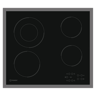 Indesit RI261X 60cm 4 Zone Ceramic Hob Black Glass with St/Steel Frame