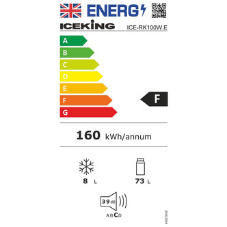 Iceking RK100W E 48cm Undercounter Fridge with Icebox in White F Rated