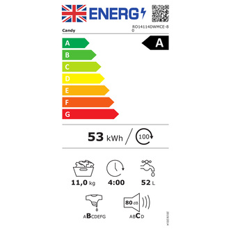 Candy RO16104DWMCE Washing Machine in White 1600rpm 10kg A Rated Wi Fi