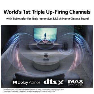 LG S80QY 3 1 3Ch Soundbar Sub in Black Dolby Atmos DTS X IMAX