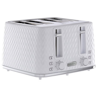 Daewoo SDA1864GE ARGYLE 4 Slice Patterned Toaster - White