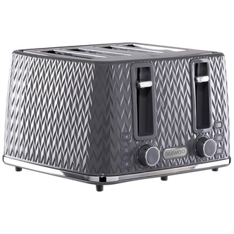 Daewoo SDA1865GE ARGYLE 4 Slice Patterned Toaster - Grey