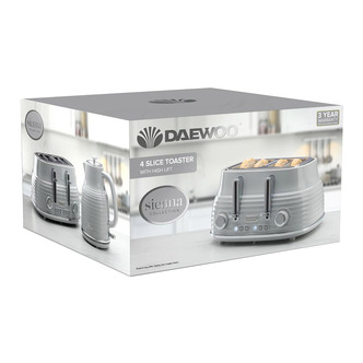 Daewoo SDA2484GE Sienna 4 Slice Toaster in Grey