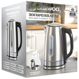 Daewoo SDA2544GE Edinburg Corless Jug Kettle in St Steel 1 7L 3kW