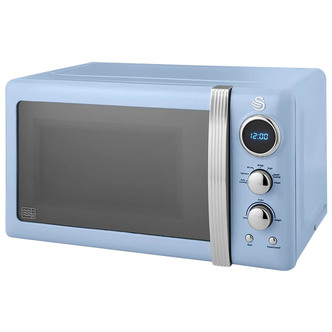 Swan SM22030LBLN Retro Style Microwave Oven in Blue 20 Litre 800W 2 Prog