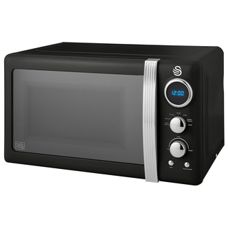 Swan SM22030LBN Retro Style Microwave Oven in Black 20 Litre 800W