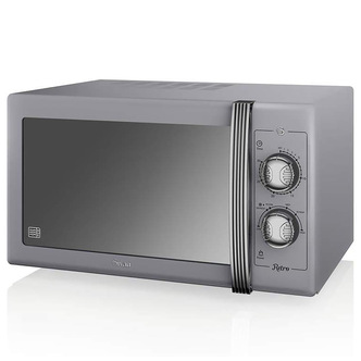 Swan SM22070LGRN Retro Style Microwave Oven in Grey 25 Litre 900W