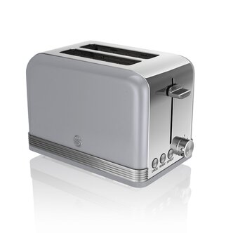 Swan ST19010GRN 2 Slice Retro Style Toaster in Grey Chrome