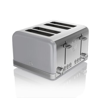 Swan ST19020GRN 4 Slice Retro Style Toaster in Grey Chrome