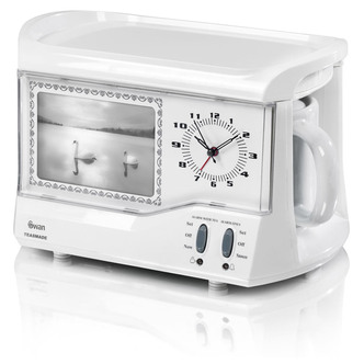 Swan STM202N Vintage Teasmade with Clock Alarm in White 600mL