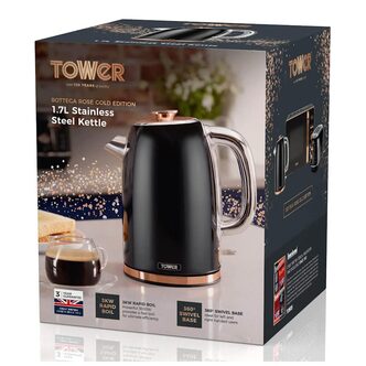 Tower T10023 Cordless jug Kettle in Black Rose Gold 1 7L 3kW