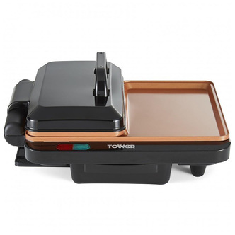 Tower T14046COP Cerasure+ XL 180 Grill & Griddle with Non-Stick Plates