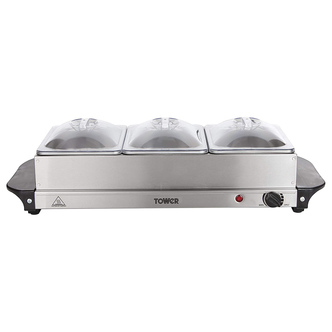 Tower T16021 3 Tray Buffet Server and Plate Warmer
