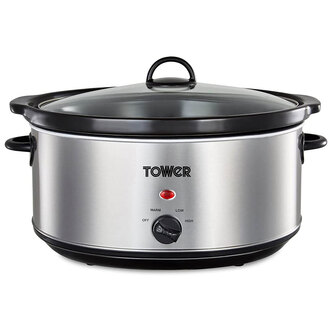Tower T16040 6.5 Litre Slow Cooker in Stainless Steel