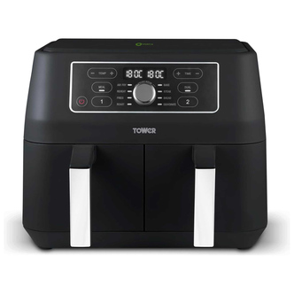 Tower T17181AFR 8L Vortx Dual Basket Digital Air Fryer - Black with Chr