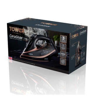 Tower T22013 CeraGlide Ultra Speed Steam Iron 3100W Black Gold