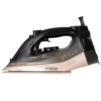 Tower T22019GLD Ceraglide Cord/Cordless Steam Iron - 2800W Black/Gold