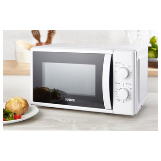 Tower T24034WHT Microwave Oven in White 20 Litre 700W Manual Controls