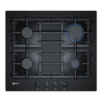 Neff T26CS49S0 N70 60cm 4 Burner Gas Hob BlackGlass Cast Iron Supports