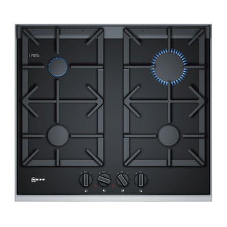 Neff T26TA49N0 N90 60cm 4 Burner Gas Hob BlackGlass Cast Iron Supports
