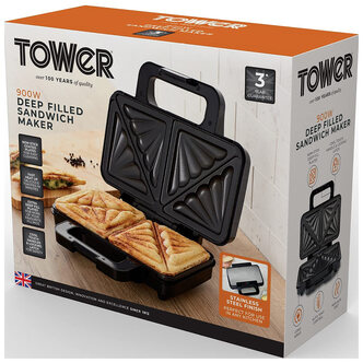 Tower T27031 Deep Fill Sandwich Maker in Black Silver